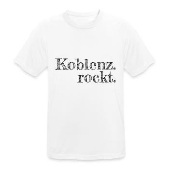 Koblenz rockt - Textdesign mit Stadtnamen - Männer T-Shirt atmungsaktiv - Weiß - Vorne - AI Model Male 185 dark (185cm)