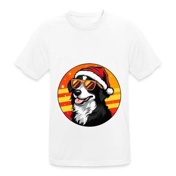 Australian Shepherd Dog Christmas Cool - Men's Breathable T-Shirt - white - Front - AI Model Male 185 dark (185cm)