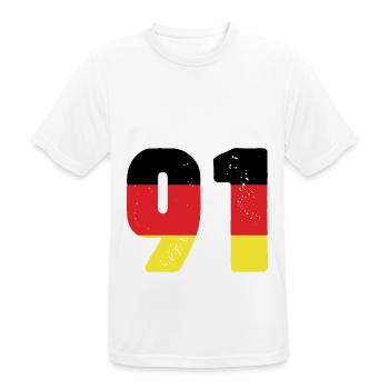 91 Numéro Jersey Allemagne - T-shirt respirant Homme - blanc - Devant - AI Model Male 185 dark (185cm)