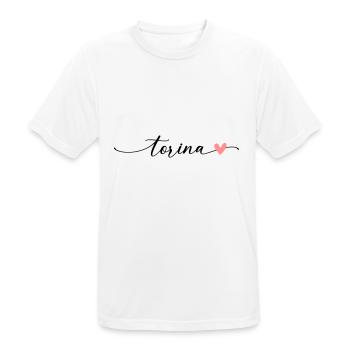 Police de calligraphie du nom de Torina - T-shirt respirant Homme - blanc - Devant - AI Model Male 185 dark (185cm)