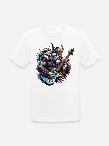 Wikingerkrieger, der E-Gitarre spielt. - Männer T-Shirt atmungsaktiv - Weiß