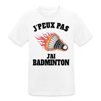 Humour J'ai Badminton Sport Badminton - T-shirt respirant Homme - blanc - Devant - AI Model Male 185 dark (185cm)