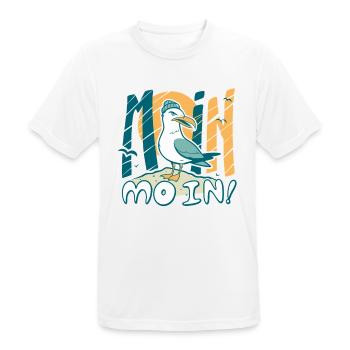 Moin Möwe in Mütze Ostsee und Nordsee Sprüche - Männer T-Shirt atmungsaktiv - Weiß - Vorne - AI Model Male 185 dark (185cm)