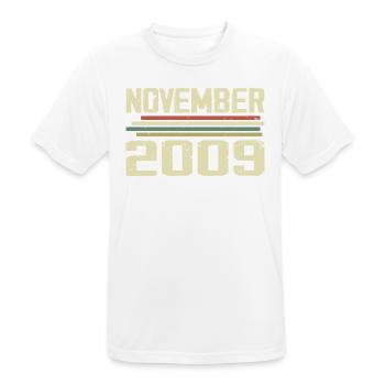 Millésime Novembre 2009 Millésime Rétro Novembre 2009 - T-shirt respirant Homme - blanc - Devant - AI Model Male 185 dark (185cm)