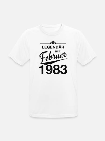 40. Geburtstag Legendär Februar 1983 Jahrgang 83 - Männer T-Shirt atmungsaktiv - Weiß
