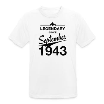 80. Geburtstag Legendär September 1943 Jahrgang 43 - Männer T-Shirt atmungsaktiv - Weiß - Vorne - AI Model Male 185 dark (185cm)