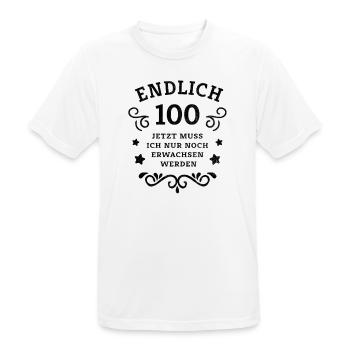 Endlich 100. Geburtstag nur noch erwachsen werden - Männer T-Shirt atmungsaktiv - Weiß - Vorne - AI Model Male 185 dark (185cm)