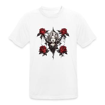 Rose Queen: Beautiful head with blossom magic - Men's Breathable T-Shirt - white - Front - AI Model Male 185 dark (185cm)