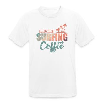Fueled by Surfing and Coffee Surfboard - Men's Breathable T-Shirt - white - Front - AI Model Male 185 dark (185cm)