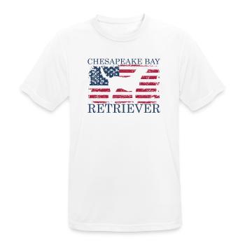 Chesapeake Bay Retriever avec drapeau des États-Unis - T-shirt respirant Homme - blanc - Devant - AI Model Male 185 dark (185cm)