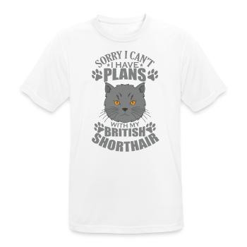 Je ne peux pas avoir de plans avec mon British Shorthair - T-shirt respirant Homme - blanc - Devant - AI Model Male 185 dark (185cm)