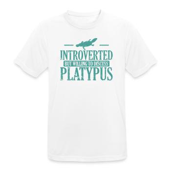 Introverted But Willing to Discuss Platypus - Men's Breathable T-Shirt - white - Front - AI Model Male 185 dark (185cm)