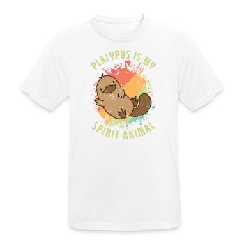 Platypus is my Spirit Animal Schnabeltier - Men's Breathable T-Shirt - white - Front - AI Model Male 185 dark (185cm)