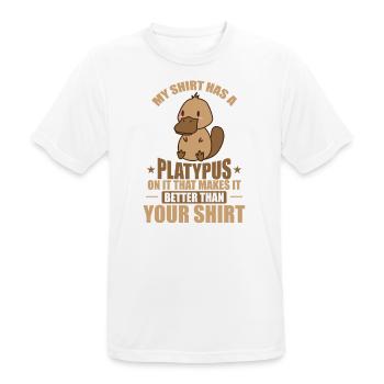 My Tee has a Platypus on it Schnabeltier - Men's Breathable T-Shirt - white - Front - AI Model Male 185 dark (185cm)