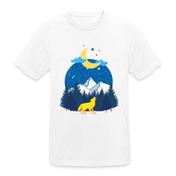 Rêves d’hiver! Le Loup et la Lune - T-shirt respirant Homme - blanc - Devant - AI Model Male 185 dark (185cm)