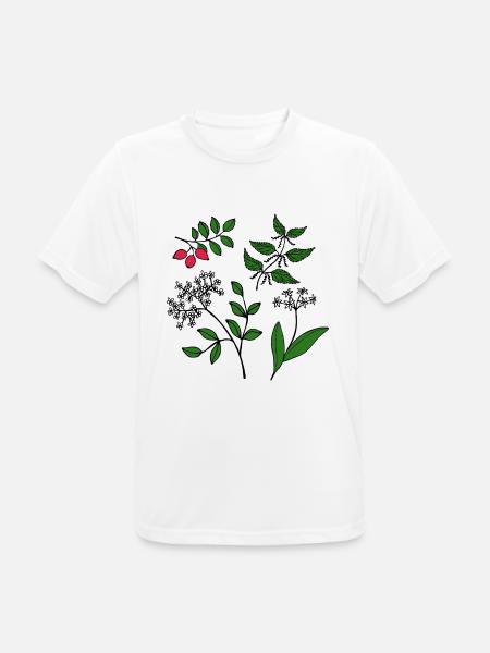 Skov Grønne vilde urter Skovplanter Vilde planter - Herre T-shirt svedtransporterende - hvid