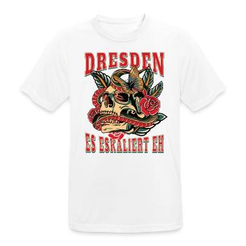 Dresden Frau Geschenk es eskaliert eh Frauen - Männer T-Shirt atmungsaktiv - Weiß - Vorne - AI Model Male 185 dark (185cm)