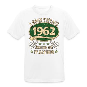 61ème anniversaire 1962 '61 Bon Millésime - T-shirt respirant Homme - blanc - Devant - AI Model Male 185 dark (185cm)