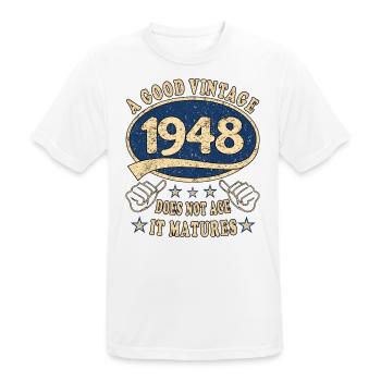 75e anniversaire 1948 75 Bon millésime - T-shirt respirant Homme - blanc - Devant - AI Model Male 185 dark (185cm)