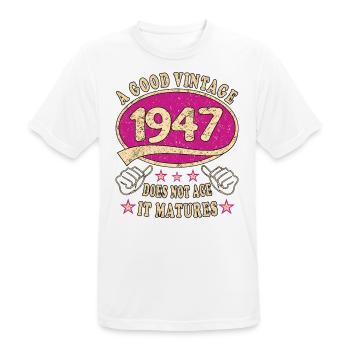 76ème Anniversaire 1947 '76 Bon Millésime - T-shirt respirant Homme - blanc - Devant - AI Model Male 185 dark (185cm)
