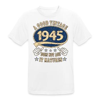 78ème Anniversaire 1945 '78 Bon Millésime - T-shirt respirant Homme - blanc - Devant - AI Model Male 185 dark (185cm)