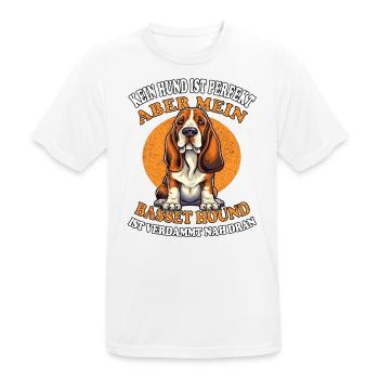 Kein Hund ist perfekt aber mein Basset Hound - Männer T-Shirt atmungsaktiv - Weiß - Vorne - AI Model Male 185 dark (185cm)