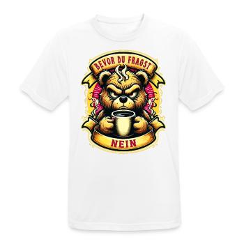 Bevor Du Fragst Nein Teddybär Kaffee Müde - Männer T-Shirt atmungsaktiv - Weiß - Vorne - AI Model Male 185 dark (185cm)