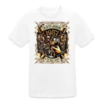 1957 Geburtstag Biker Ein Guter Jahrgang Altert - Männer T-Shirt atmungsaktiv - Weiß - Vorne - AI Model Male 185 dark (185cm)