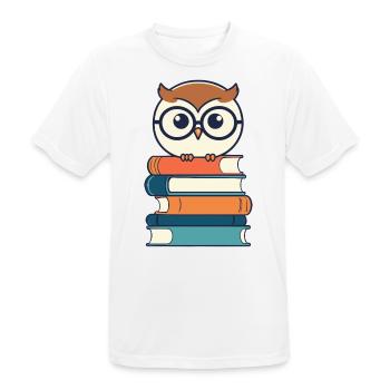 Bücher Eule Eulen Liebhaber Leseratte Illustration - Männer T-Shirt atmungsaktiv - Weiß - Vorne - AI Model Male 185 dark (185cm)