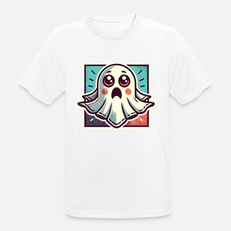 Scared Ghost Funny Ghost Design - Men's Breathable T-Shirt - white