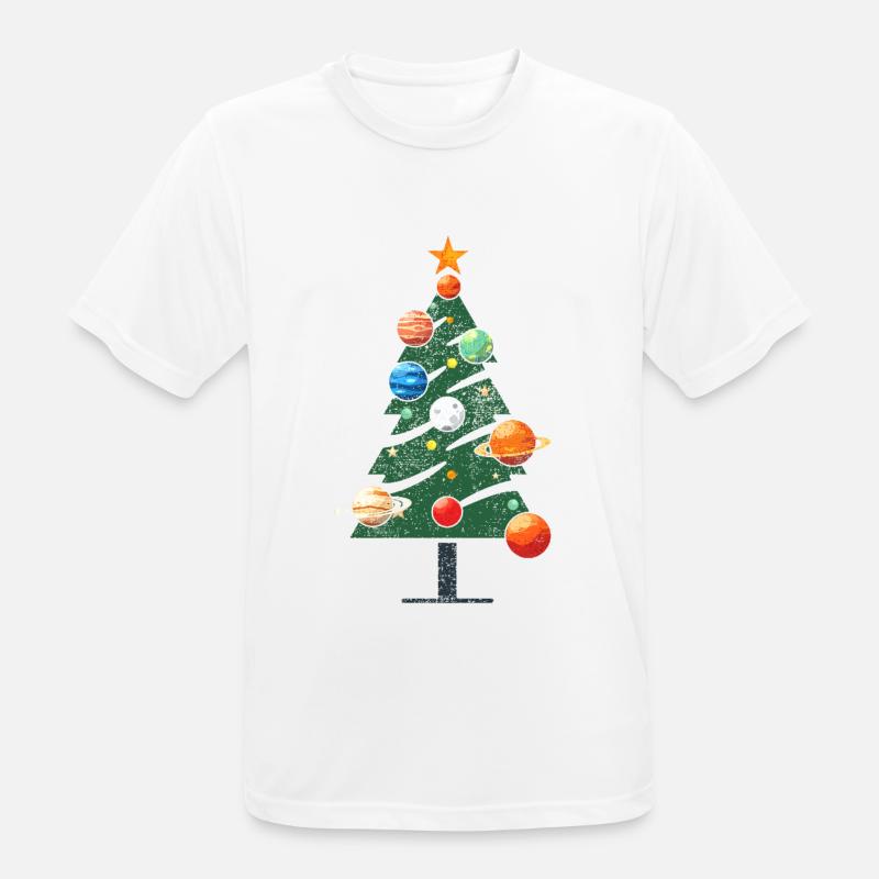 Christmas tree with planets - Men's Breathable T-Shirt - white