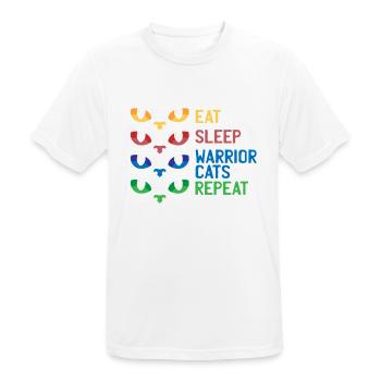 Gaming Cats Eat Sleep Warrior Repeat Gift - Men's Breathable T-Shirt - white - Front - AI Model Male 185 dark (185cm)