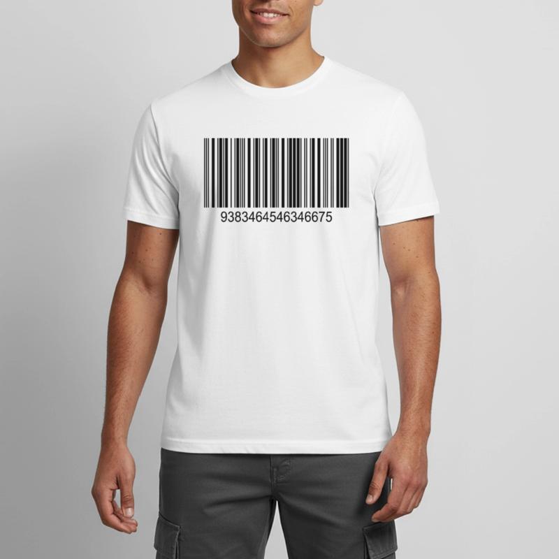 Code barres / code-barres en noir avec des chiffres T-shirt respirant Homme