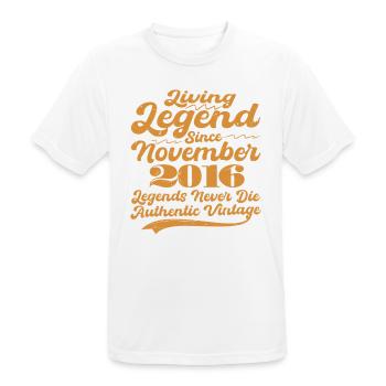Es war einmal eine Legende. November 2016 Geburts - Männer T-Shirt atmungsaktiv - Weiß - Vorne - AI Model Male 185 dark (185cm)