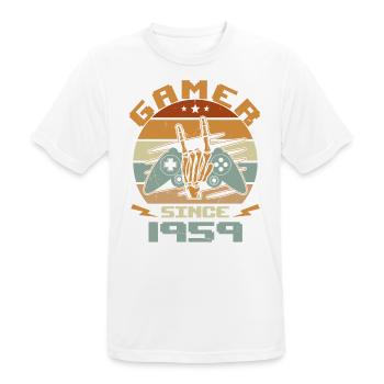 Gamer Since 1959 - Gaming Cadeau Anniversaire 1959 - T-shirt respirant Homme - blanc - Devant - AI Model Male 185 dark (185cm)