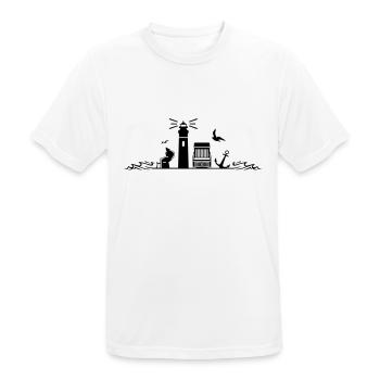LIGHTHOUSE Beach chair sea coast - Men's Breathable T-Shirt - white - Front - AI Model Male 185 dark (185cm)