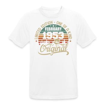 Geboren im Februar 1953 Vintage Geschenk - Februar 1953 - Männer T-Shirt atmungsaktiv - Weiß - Vorne - AI Model Male 185 dark (185cm)