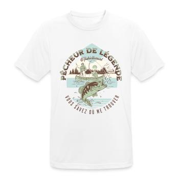 Pêcheur de légende O’fishiellement - T-shirt respirant Homme - blanc - Devant - AI Model Male 185 dark (185cm)