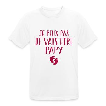 Je Peux Pas Je Vais Être Papy | Cadeau Grand-père - T-shirt respirant Homme - blanc - Devant - AI Model Male 185 dark (185cm)