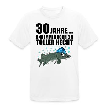 Anglergeschenk zum 30 Geburtstag 30 Ehrentag - Männer T-Shirt atmungsaktiv - Weiß - Vorne - AI Model Male 185 dark (185cm)