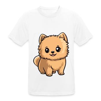 Zwergspitz Hund Comic Niedlich Pomeranian - Männer T-Shirt atmungsaktiv - Weiß - Vorne - AI Model Male 185 dark (185cm)
