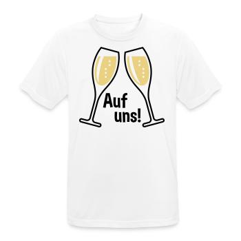 XAuf Uns! 2 Sektgläser (Sekt / Oval / Zu / 2C) - Männer T-Shirt atmungsaktiv - Weiß - Vorne - AI Model Male 185 dark (185cm)