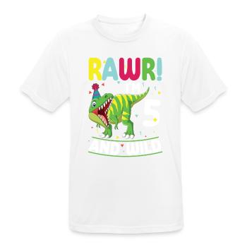 Dinosaurier 5 Jahre Alt 5. Geburtstag Party - Männer T-Shirt atmungsaktiv - Weiß - Vorne - AI Model Male 185 dark (185cm)