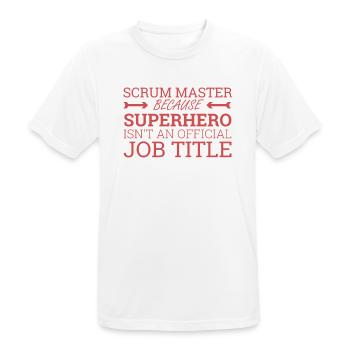« Scrum Master Superhero | » Scrum Master" » - T-shirt respirant Homme - blanc - Devant - AI Model Male 185 dark (185cm)