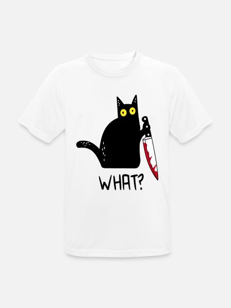 Schwarze Katze Was? - Männer T-Shirt atmungsaktiv - Weiß
