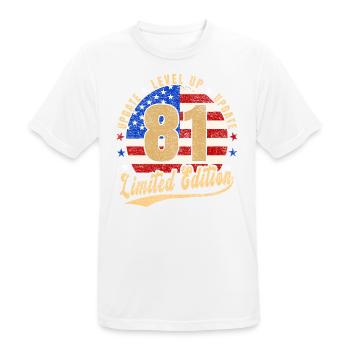 Update Level Up 81 Years Limited Edition USA - Men's Breathable T-Shirt - white - Front - AI Model Male 185 dark (185cm)