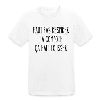 faut pas respirer la compote - T-shirt respirant Homme - blanc - Devant - AI Model Male 185 dark (185cm)