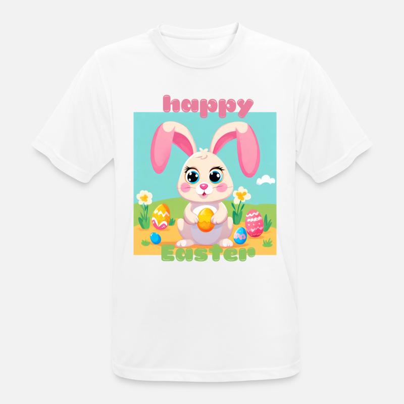 Cute Easter Bunny - Happy Easter with Eggs Kawaii - Men's Breathable T-Shirt - white