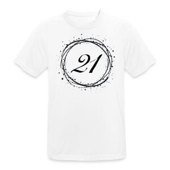 21 - Men's Breathable T-Shirt - white - Front - AI Model Male 185 dark (185cm)