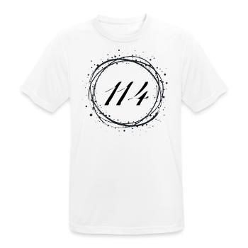 114 - Men's Breathable T-Shirt - white - Front - AI Model Male 185 dark (185cm)